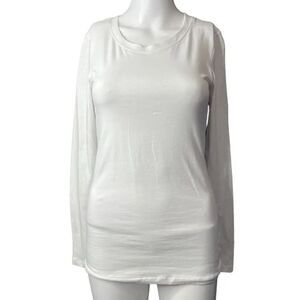 ambiance crew neck casual long sleeve shirt white size medium